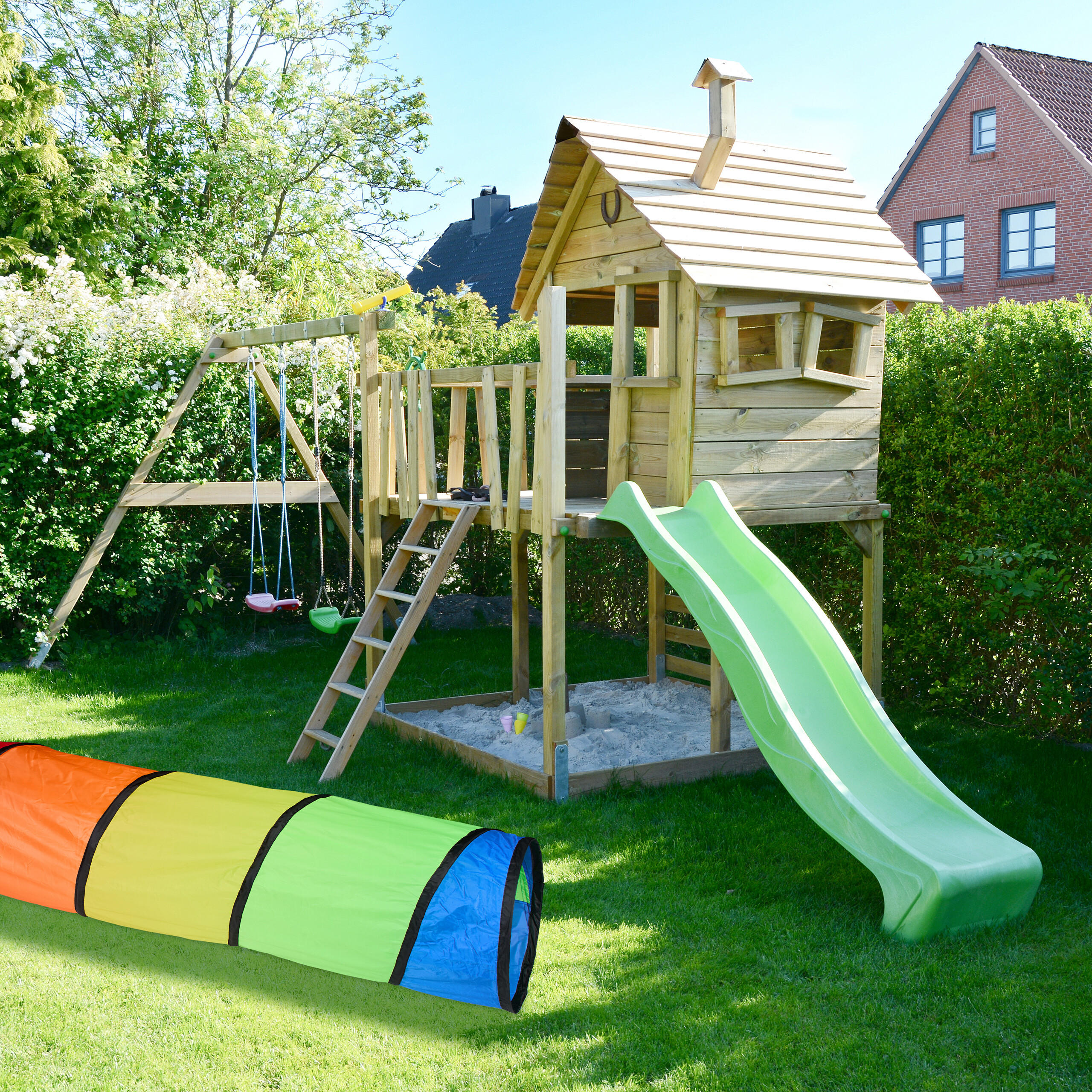 SPIELTUNNEL - Multicolor, Textil/Metall (180/46/46cm) - Relaxdays