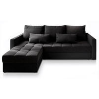 ECKSOFA KOS PIK Grau Dünner Stoff mit Schlaffunktion - Dunkelgrau, Holz (220/140cm) - MASSENO