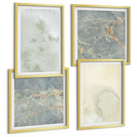 BILDER SET 4er Set - 50x50 cm & 40x60 cm Goldrahmen - Pastellfarben auf Aquarellleinwand - Goldfarben, Kunststoff (50/50cm) - TULUP