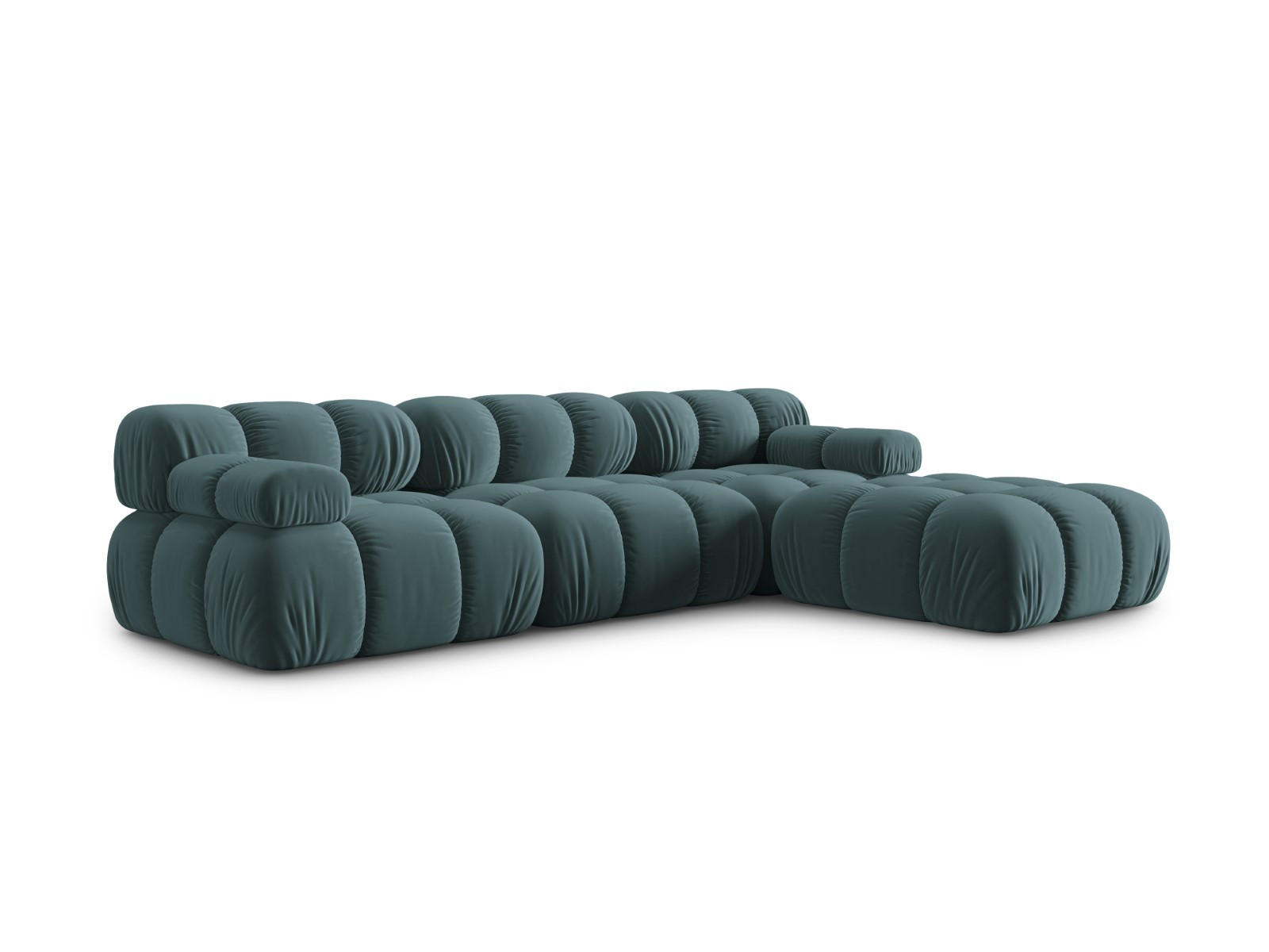 MODULARES-SOFA Bellis aus Samt petrol 4 Sitzplätze - Petrol, Textil (188/63/282cm) - Micadoni