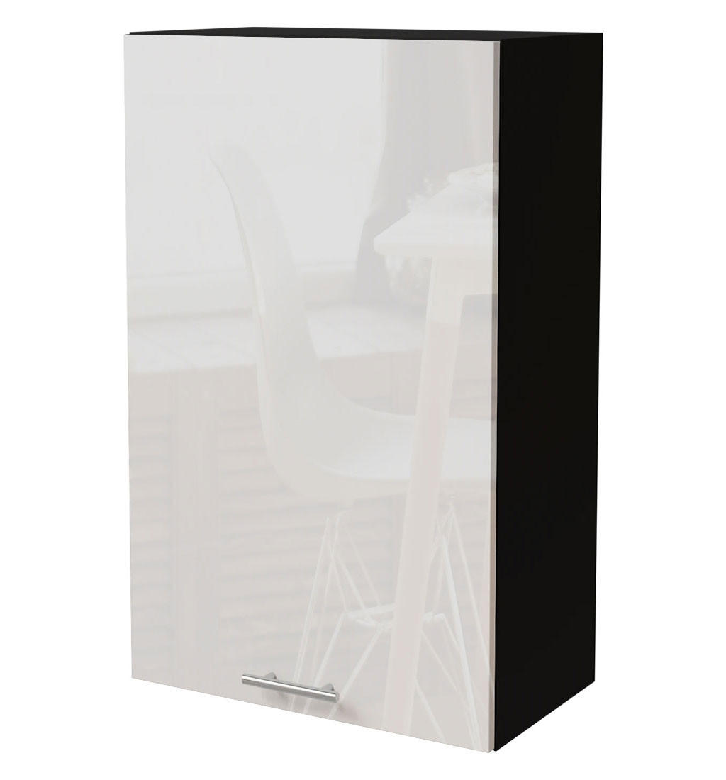 Feldmann-Wohnen Küchenhängeschrank Weiß Hochglanz, Schwarz 60x96x32.5 cm