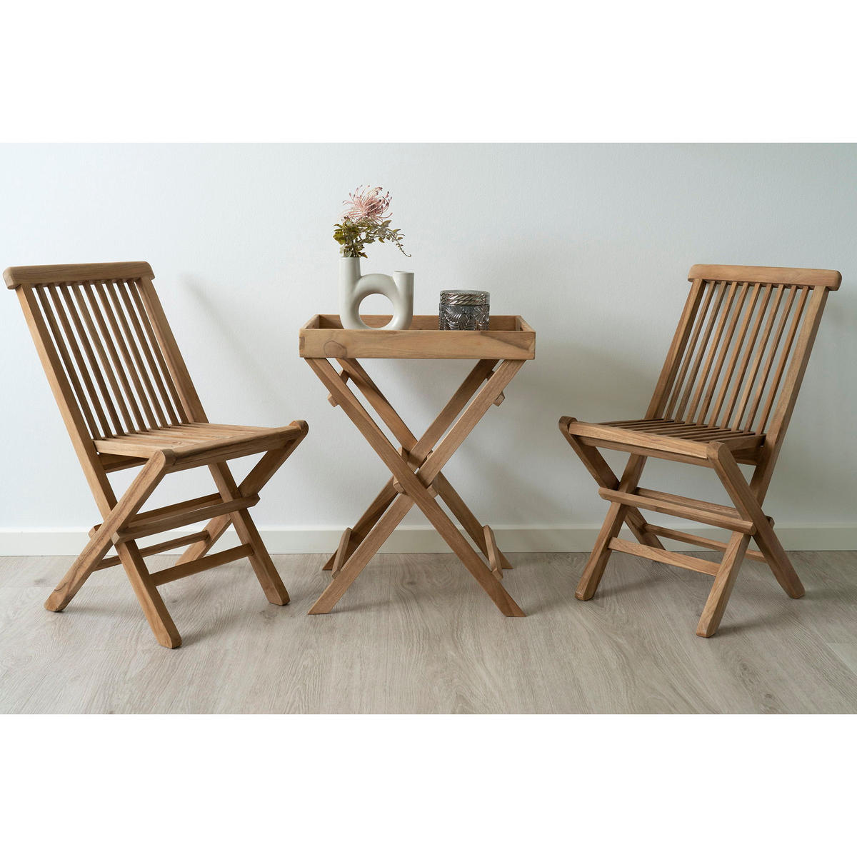 BEISTELLTISCH Ronda Tablett - Teakfarben, Holz (39/39/49.5cm) - tinkaro