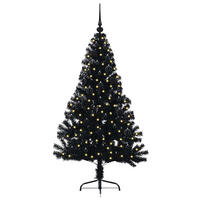 WEIHNACHTSBAUM Künstlicher Vorbeleuchteter Haltbar 95/95/150 cm Schwarz PVC - Schwarz, Kunststoff (150cm) - vidaXL