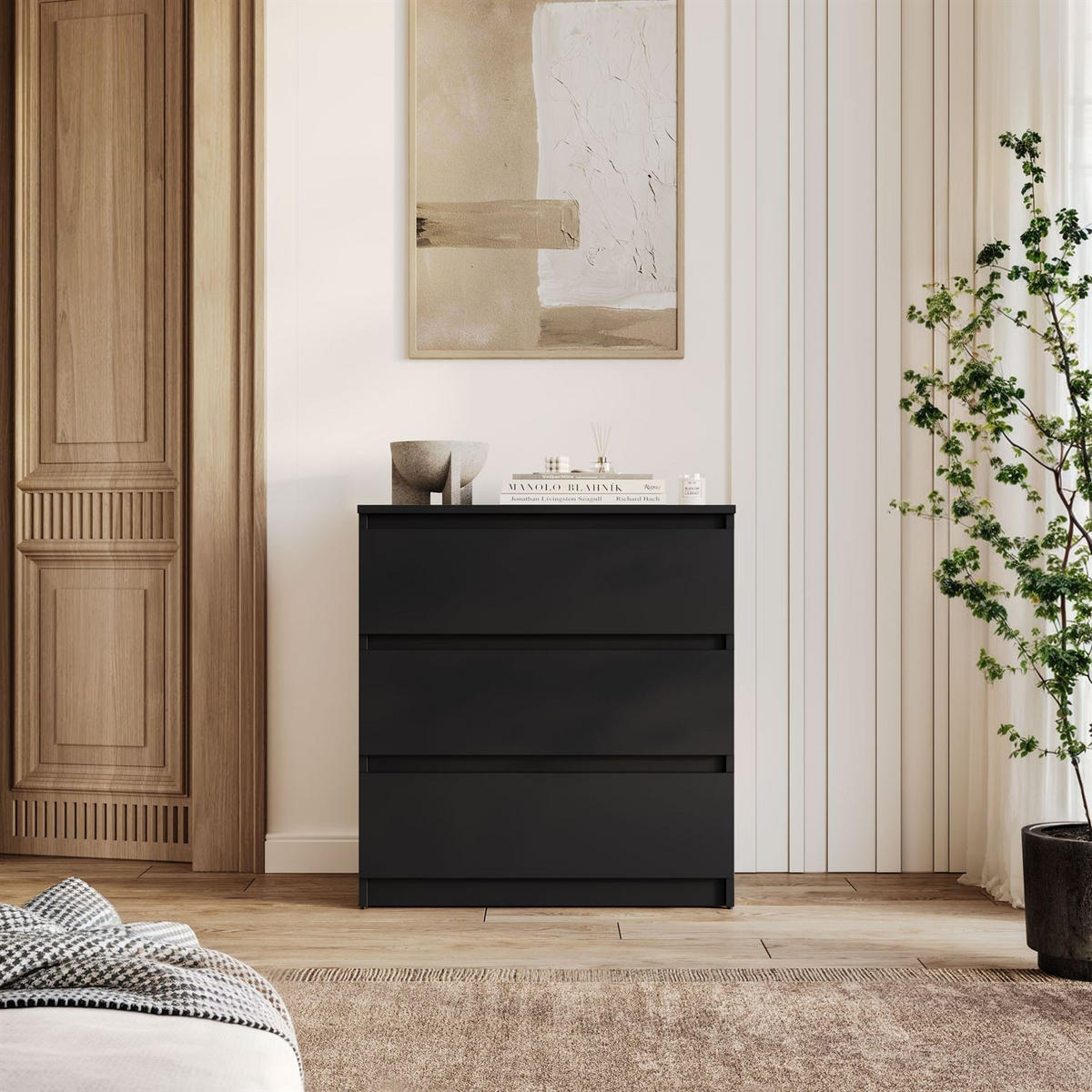 MODERNE Sideboard HANA M3 Schwarz matt - Schwarz, Holzwerkstoff (70/75/40cm) - Lookway