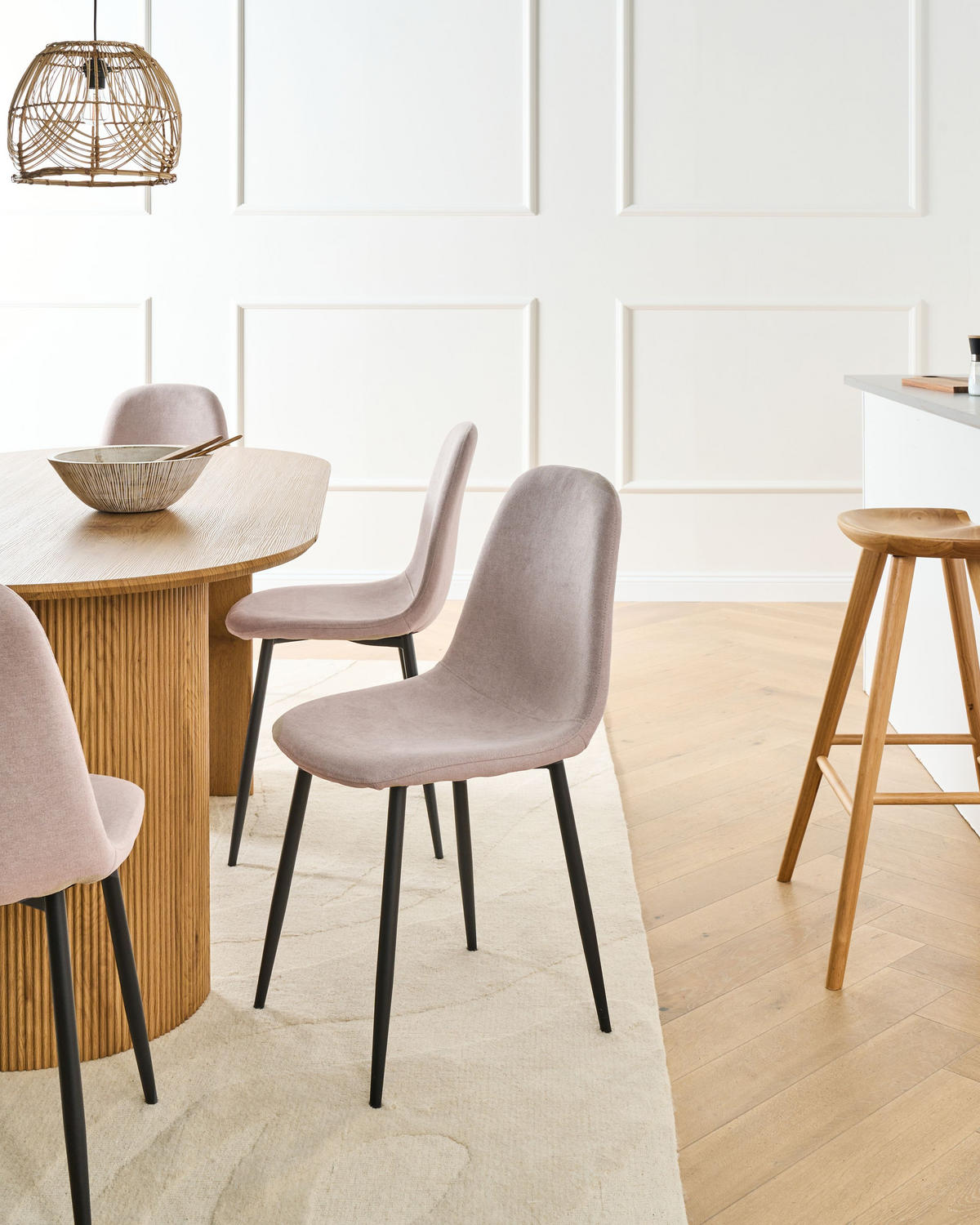 ESSZIMMERSTUHL 4er-Set Beige Crandall - Beige/Schwarz, Textil (44/87/53cm) - Beliani