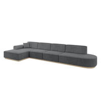 ECKSOFA Ottomane Links IREA-L3 - 412x165x80 cm Duneklgrau - Dunkelgrau, Holzwerkstoff/Textil (412/165cm) - ALTDECOR