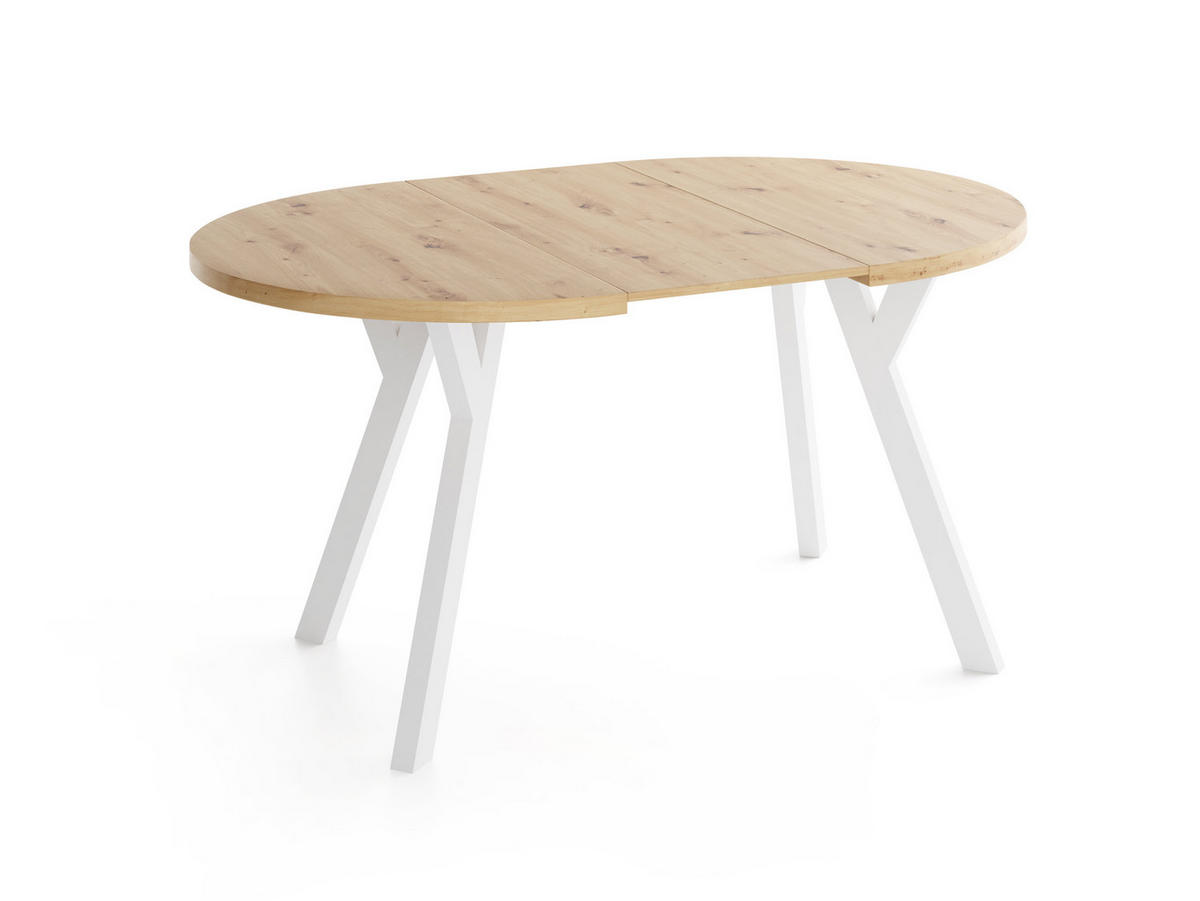 ESSTISCH Vero rund ausziehbar verlängerbar, Eiche Artisan Hellbraun 80-130/80/77 cm - Braun/Weiß, Holz/Holzwerkstoff (80/130/76.5cm) - WFL GROUP