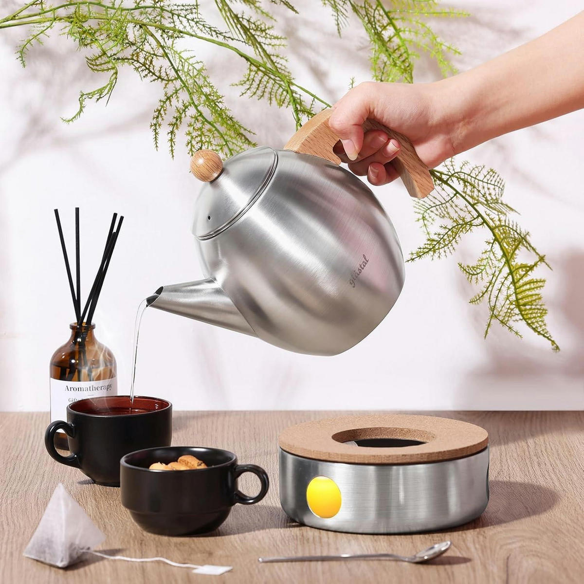 TEEKANNE Edelstahl 1200ml mit Teesieb doppelwandig - Silberfarben, Metall (6.3/6.3cm)