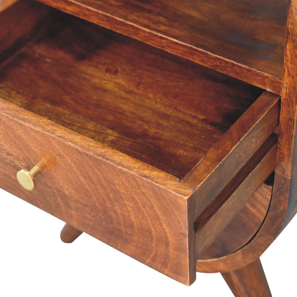 NACHTTISCH Split - Kastanienfarben/Messingfarben, Holz/Metall (40/52/35cm) - Artisan Furniture
