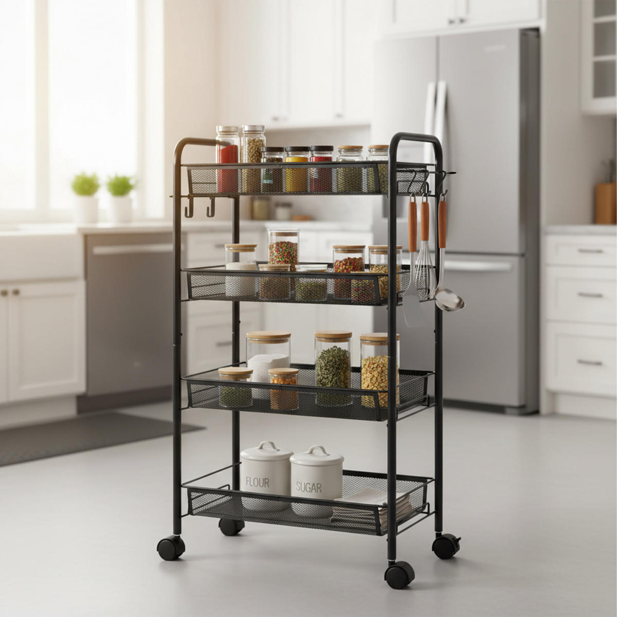 ROLLWAGEN - Schwarz, Metall (44.5/84/26cm) - Relaxdays