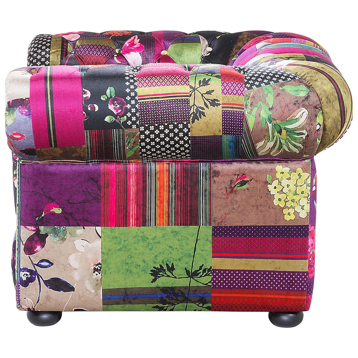 SESSEL Polsterbezug Patchwork violett Chesterfield - Multicolor, Textil (108/71/95cm) - Beliani