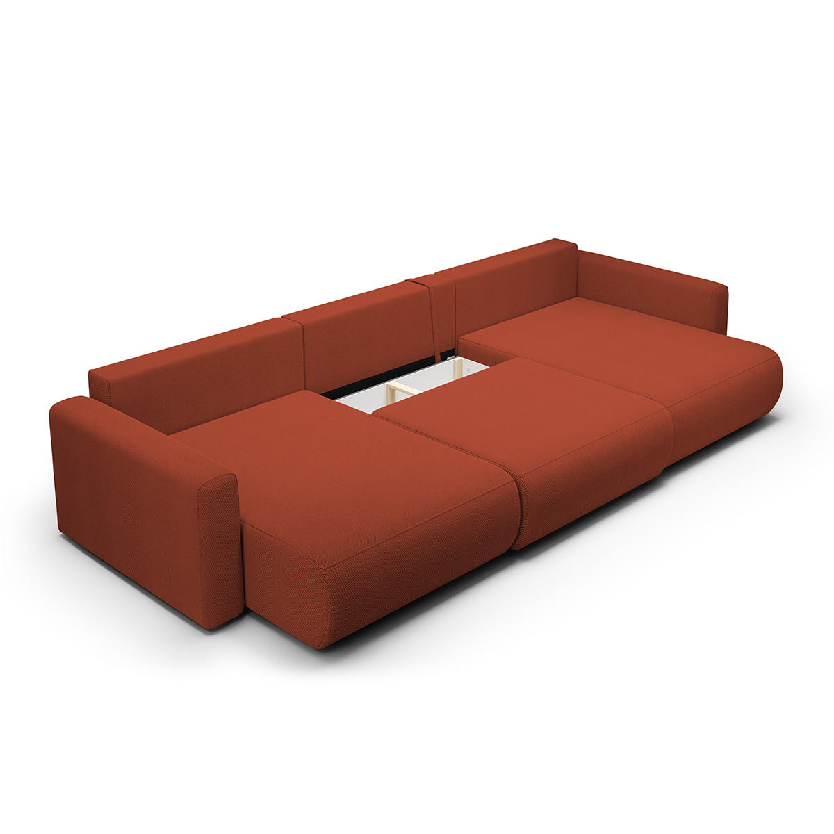 PANORAMASOFA Evy 4 Sitzplätze Orange - Orange, Holz (340/82/149cm) - Petits-meubles