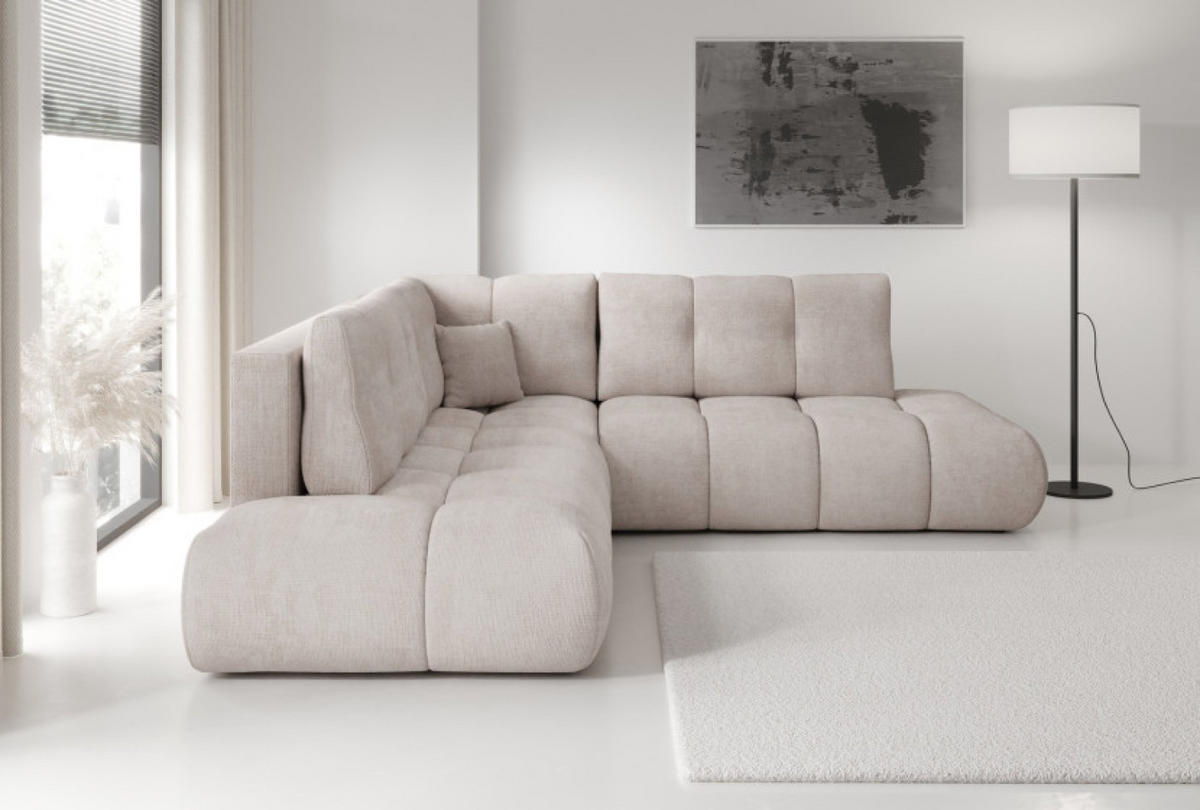 ECKSOFA Hellbeige SOHI Flow 03 Ausziehbar Mit Schlaffunktion - Beige, Textil (266.5/266.5cm) - Sepro Meble