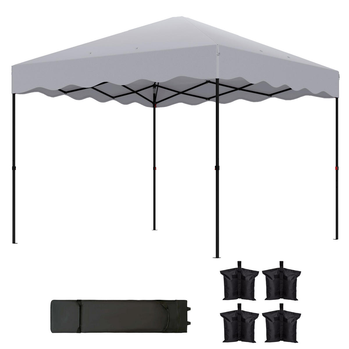 POP-UP-PAVILLON DE-07444 höhenverstellbar mit Rolltasche, UV-Schutz Hellgrau - Hellgrau, Textil/Metall (297/287/297cm) - ComfortXL