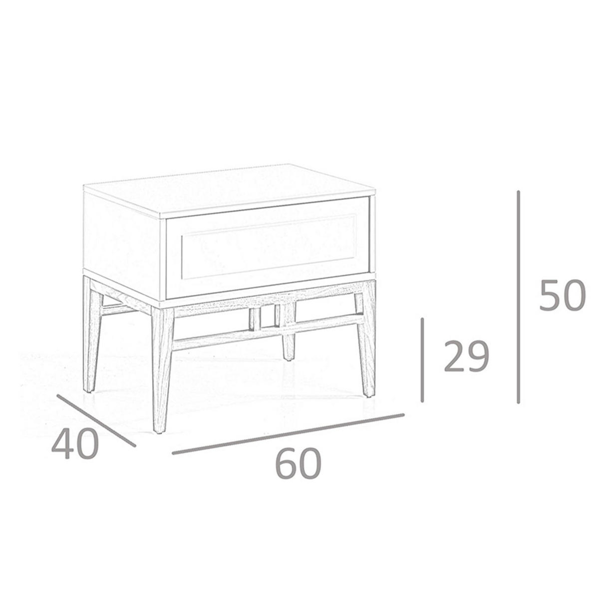 NACHTTISCH in Beige und Walnussholz - Beige/Multicolor, Holz/Holzwerkstoff (60/50/40cm) - ANGEL CERDA