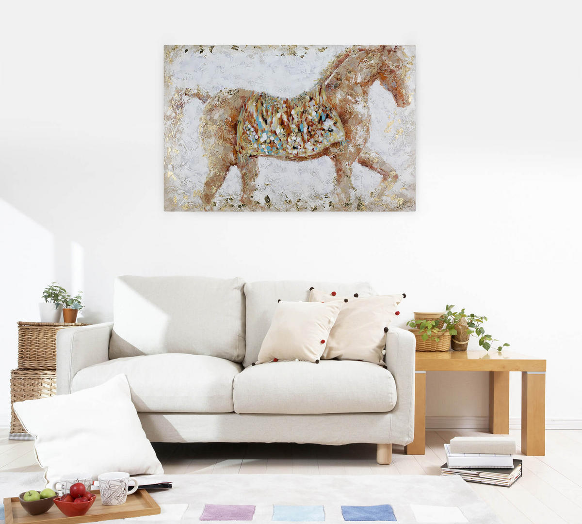 ACRYLBILD HANDGEMALT 120/80 cm - Beige, Holz/Textil (2.3/80cm) - KUNSTLOFT
