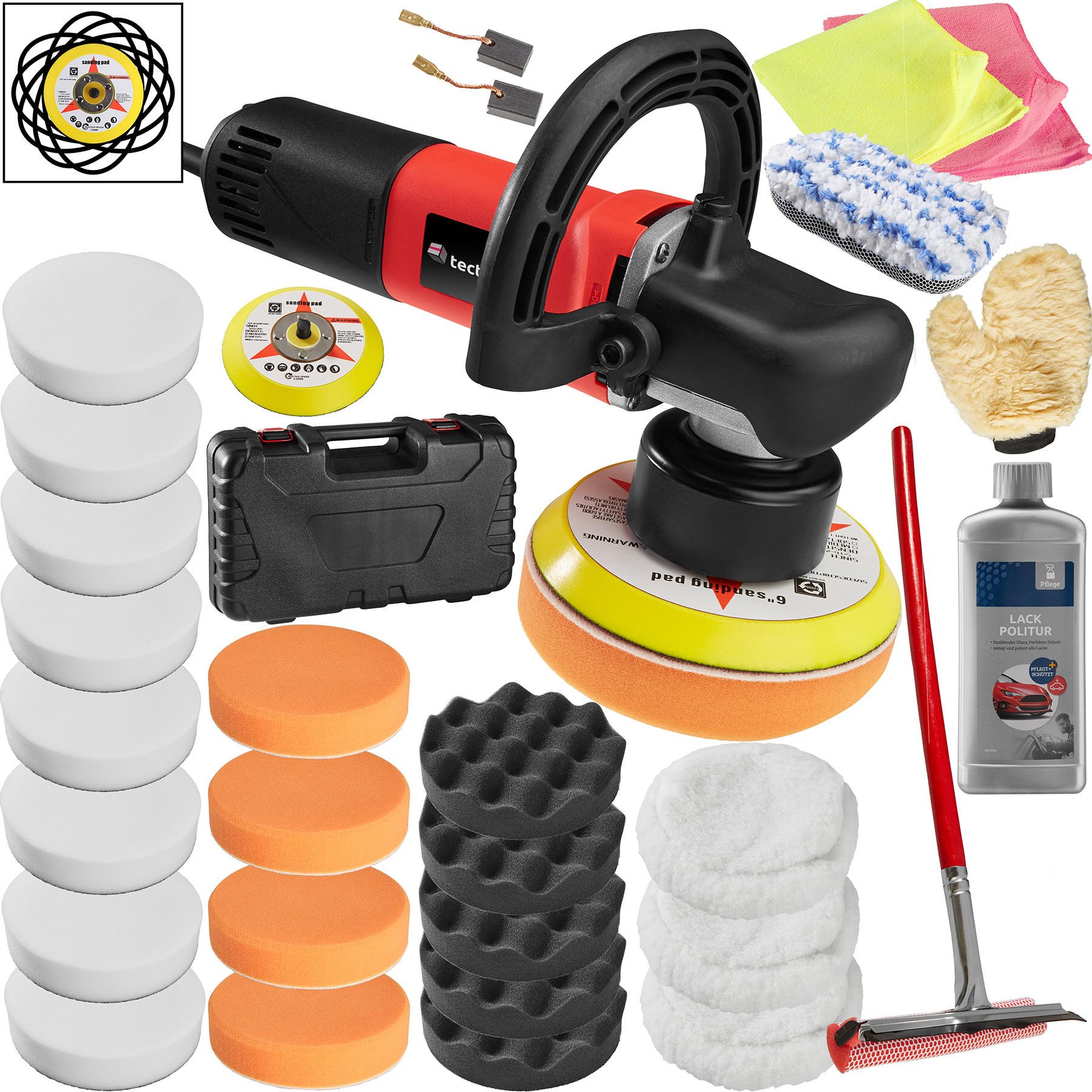 POLIERMASCHINE 28er Set Exzenter , rot - Rot, Metall (31/8/120cm) - tectake