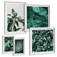 BILDER SET 5er Set - 50x50 cm & 20x30 cm & 40x60 cm Weißer Rahmen - Grüne Wälder, kristallklares Wasser - Weiß, Kunststoff (40/60cm) - TULUP
