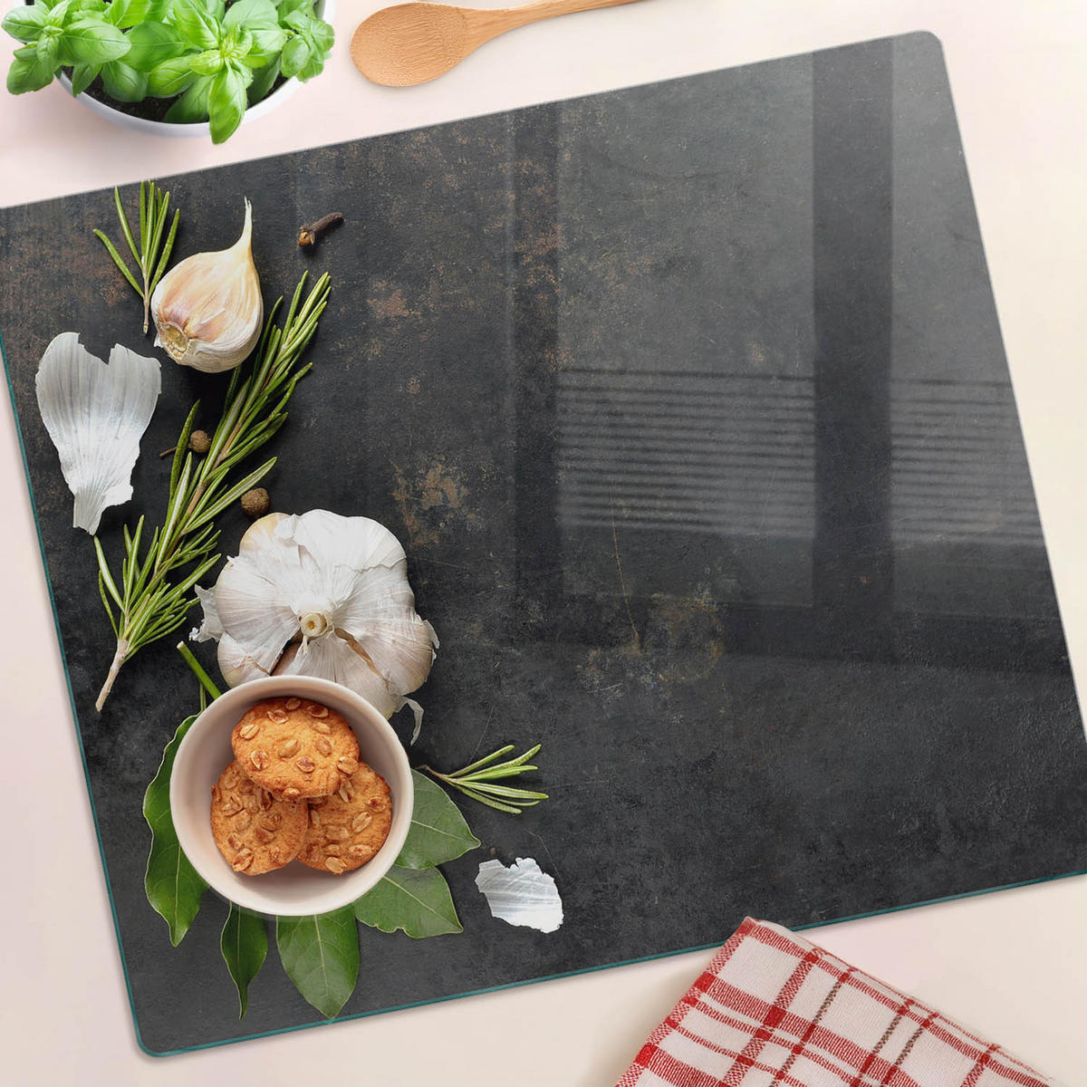 GLASPLATTE 60x52 cm Knoblauch - Weiß, Glas (60/0.4/52cm) - TULUP