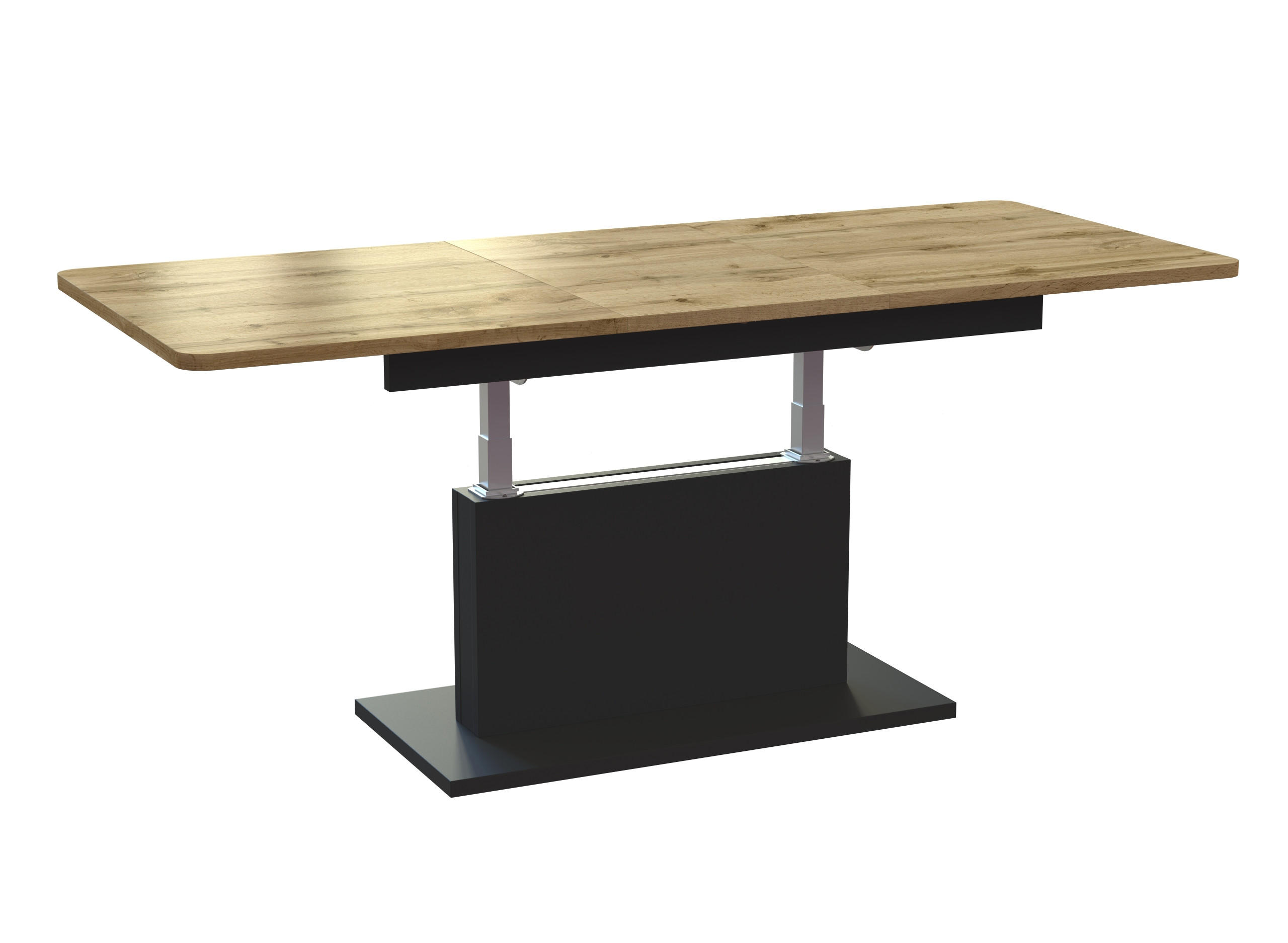 COUCHTISCH rechteckig Eiche Wotan - Schwarz matt 126/70/58 cm - Eiche Wotan/Schwarz, Holzwerkstoff (70/126/57cm) - designimpex
