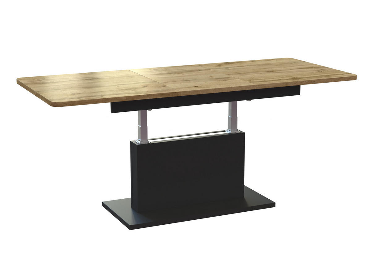 COUCHTISCH rechteckig Eiche Wotan - Schwarz matt 126/70/58 cm - Eiche Wotan/Schwarz, Holzwerkstoff (70/126/58cm) - designimpex