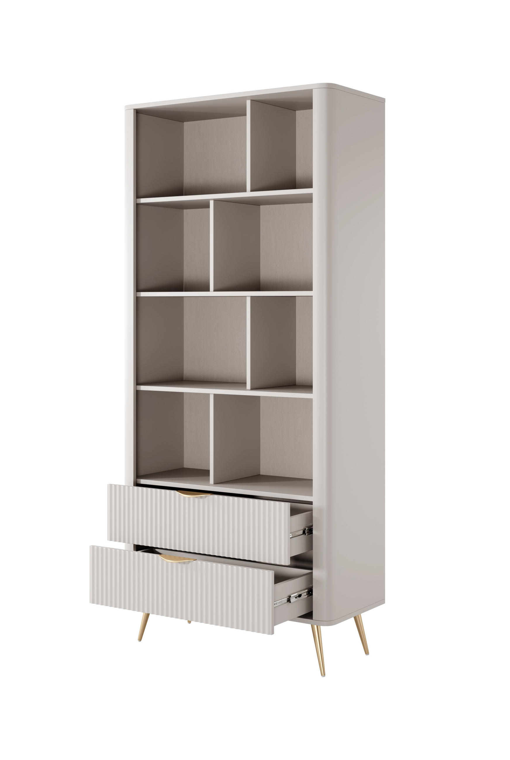 REGAL Lante Beige, Bücherregal mit 2 Schubladen - Beige, Holzwerkstoff (88/194/38cm) - Bettso
