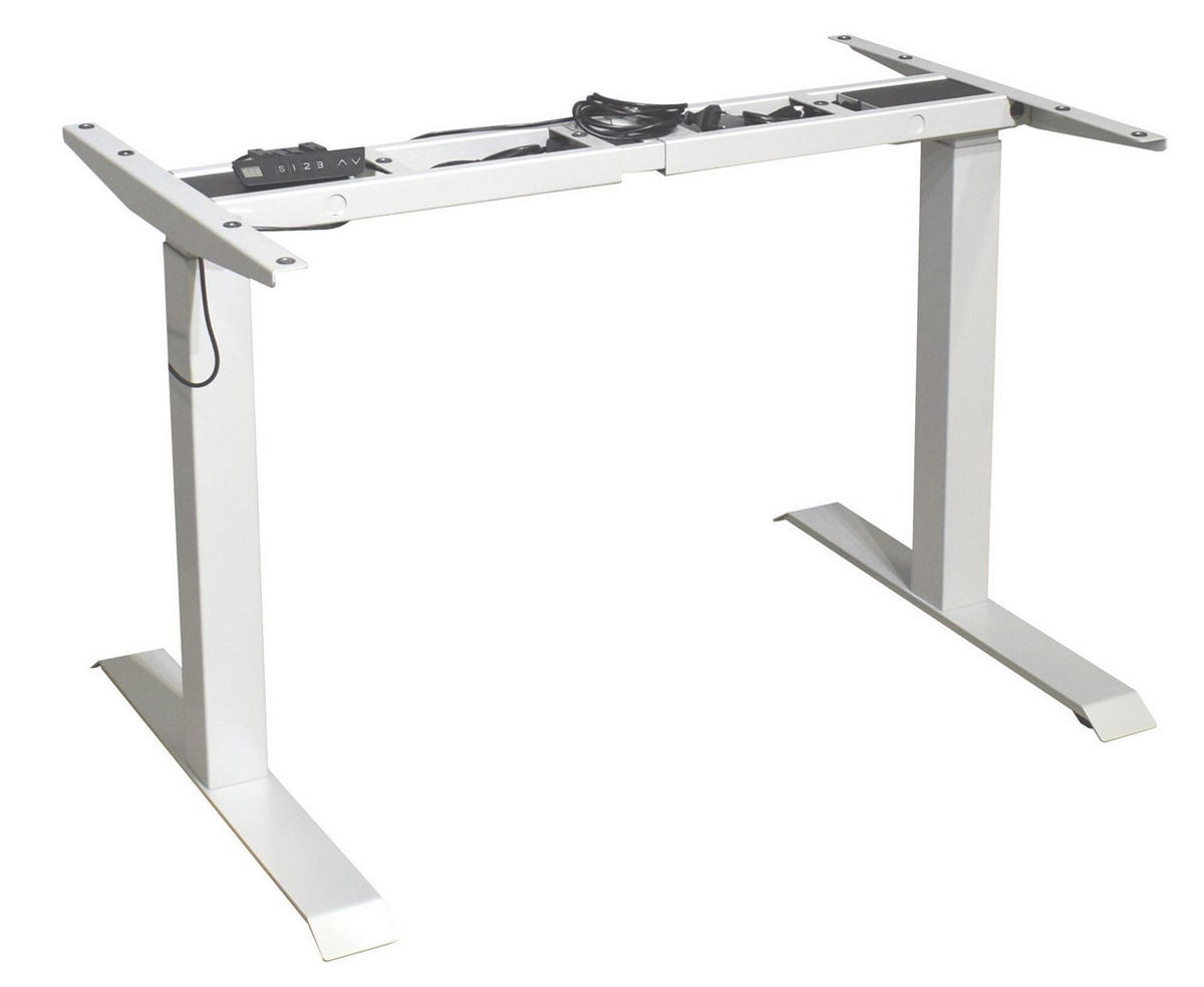 SCHREIBTISCH höhenverstellbar elektrisch Edithe 140x70 weiß/beton - Hellgrau, Holz (140/70/73cm) - 58aufmkessel