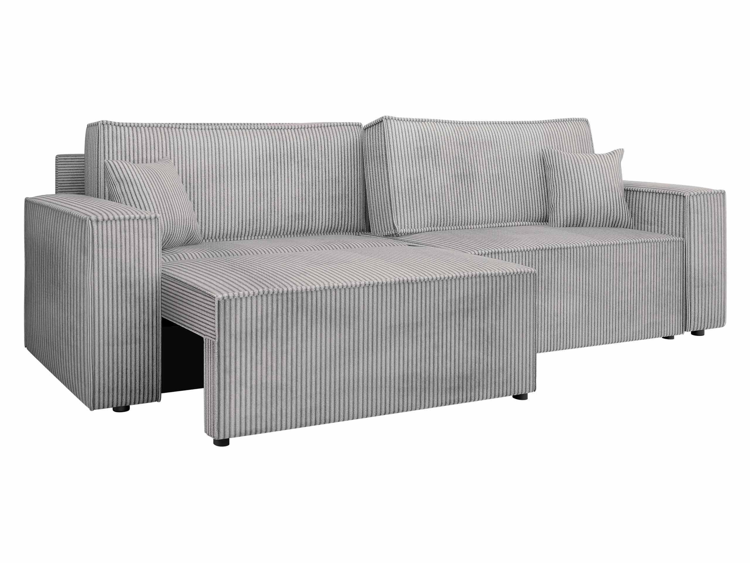 SCHLAFSOFA Karl Cord mit L-Funktion - Hellgrau/Schwarz, Holz/Kunststoff (245/82/139cm) - MIRJAN24