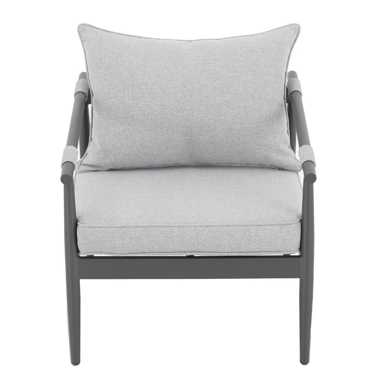 LOUNGESET - 4-teilig - Aluminium / Polyester - Grau / Anthrazit - Anthrazit, Textil/Metall (1/1/1cm) - home24