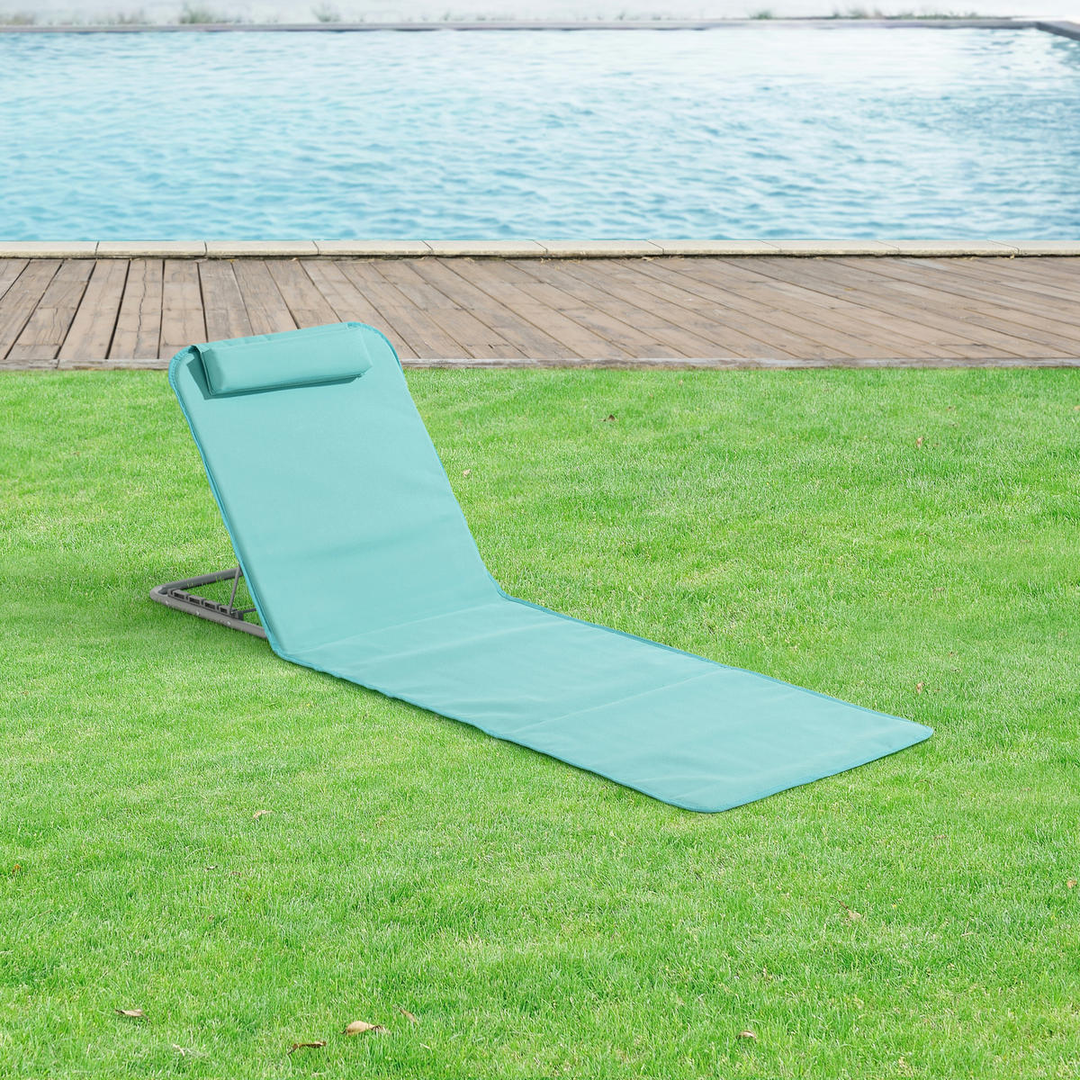 STRANDMATTEN-SET 2 TLG. Donostia - Türkis, Textil/Metall (143/44/48cm) - [en.casa]