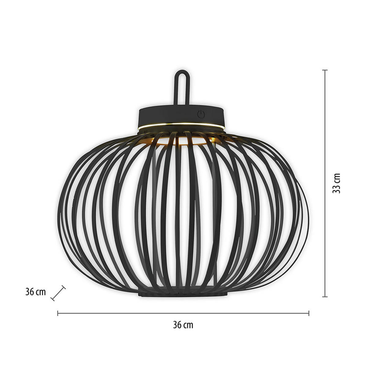 LED AKKU-PENDEL-/TISCHLAMPE GABBIA Bambus schwarz 2er Set - Schwarz, Holz (46/46/37.5cm)