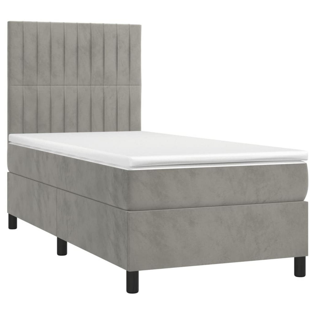 BOXSPRINGBETT Mit Matratze Hellgrau 100/200 Cm Samt - Grau, Textil (100/200cm) - vidaXL