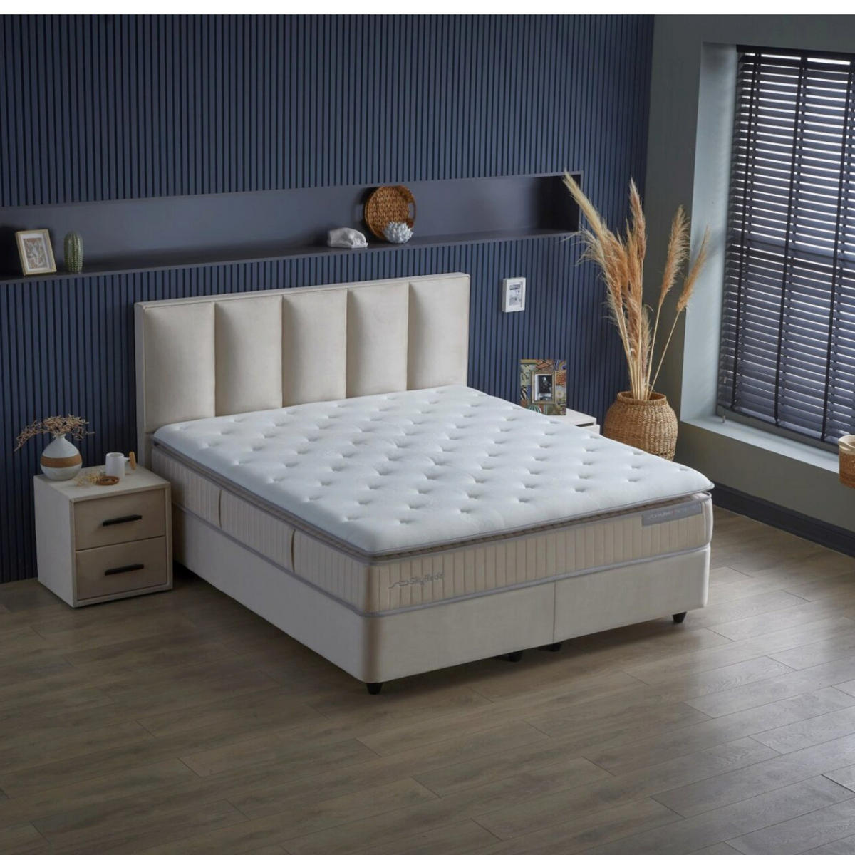 BOXBETT BIRDY Bett Beige mit Matratze 180x200 - Beige, Holz (180/200cm)