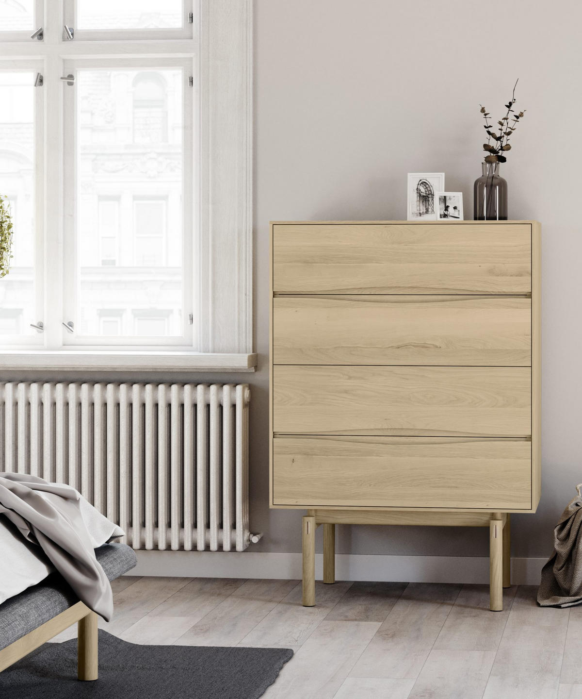 KOMMODE Celeste, Natur Massiveiche - Beige, Holz (50/115/81cm) - WOODEK