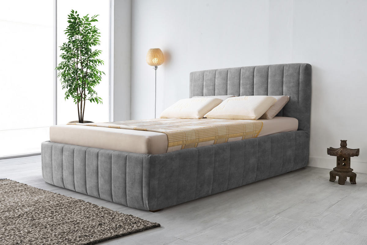 POLSTERBETT Calma Grande 180x200 in Siena Dark Gray - Dunkelgrau, Holz (180/200cm) - Letti Moderni