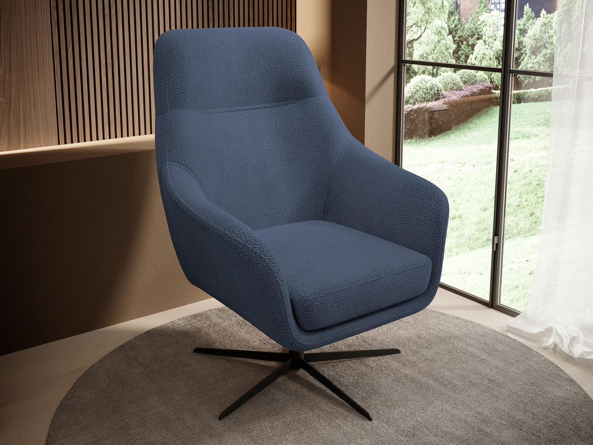 RELAXSESSEL Collection Drehstuhl CUBO – komfortabel, drehbar, modernes Design, 76x97x76 cm, Farbe - Schwarz/Dunkelblau, Holz/Textil (76/97/76cm) - DomoHome