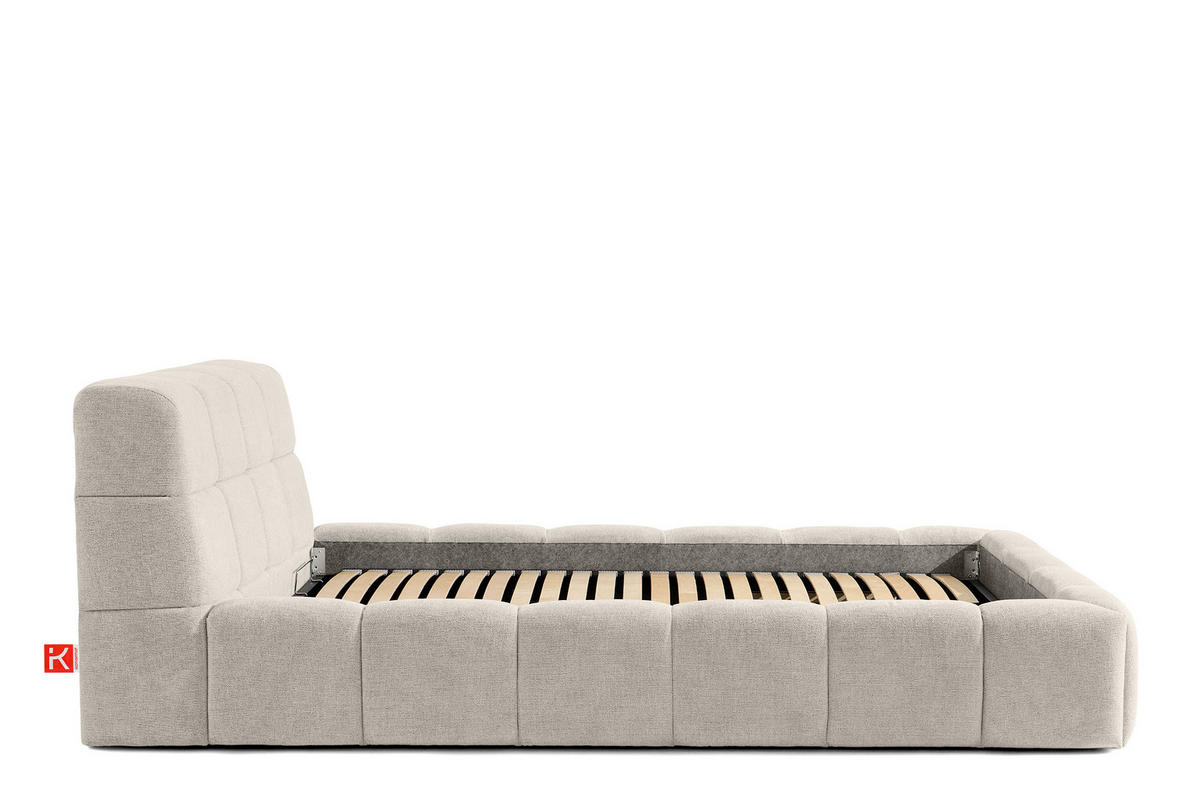 POLSTERBETT AERI 140/160/180/200 mit Rahmen und Bettkasten, ecru - Ecru, Holz/Holzwerkstoff (140/200cm) - KONSIMO®