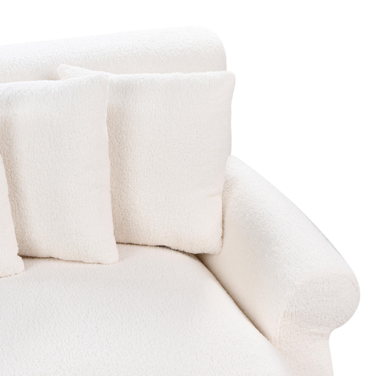 3-SITZER-SOFA Bouclé cremeweiß Eike - Dunkelbraun/Weiß, Textil (229/82/102cm) - Beliani