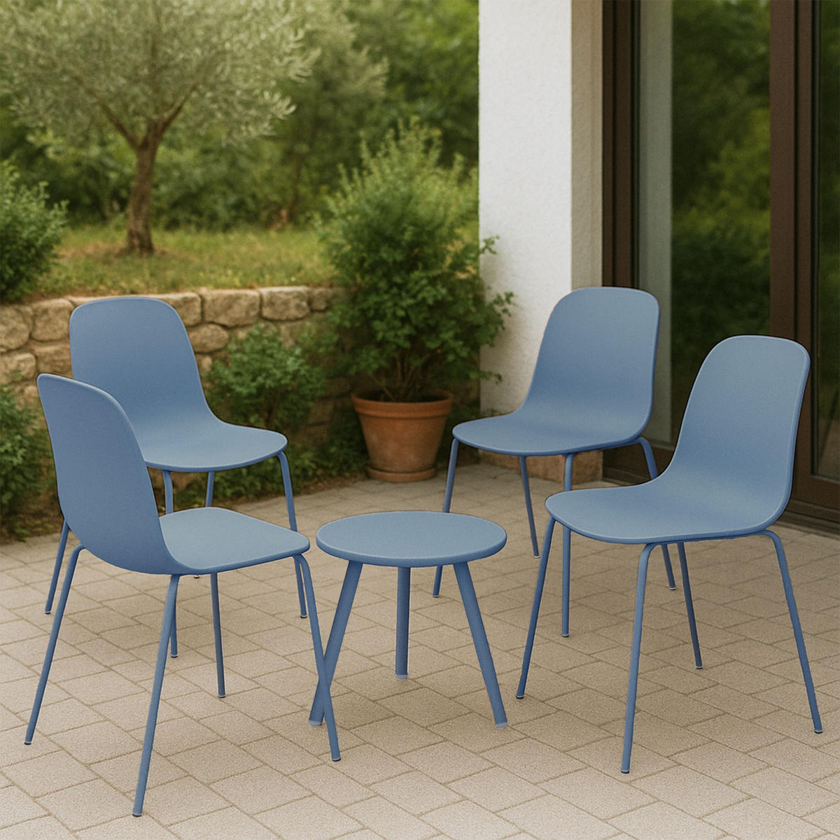 GARTENSITZGRUPPE Kunststoff Blau - Blau, Kunststoff - CLP