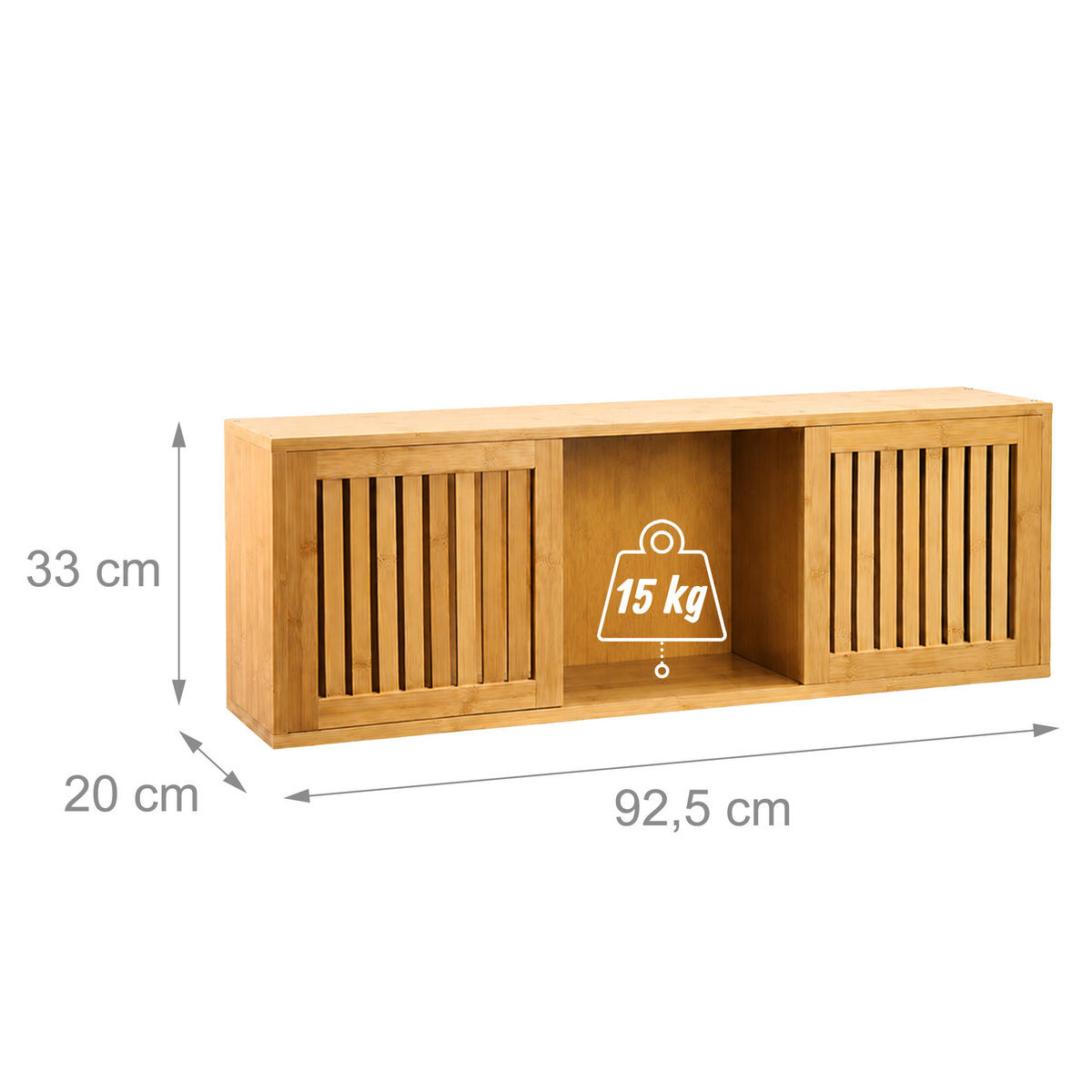 WANDREGAL Natur Bambus 2-Schiebetüren 92,5 cm - Hellbraun, Holz (92.5/33/20cm) - Relaxdays