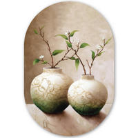 WANDBILD Blumen - Vase - Weiß - Botanisch - Beige 80x120 cm - Ecru, Kunststoff (80/120cm) - MuchoWow
