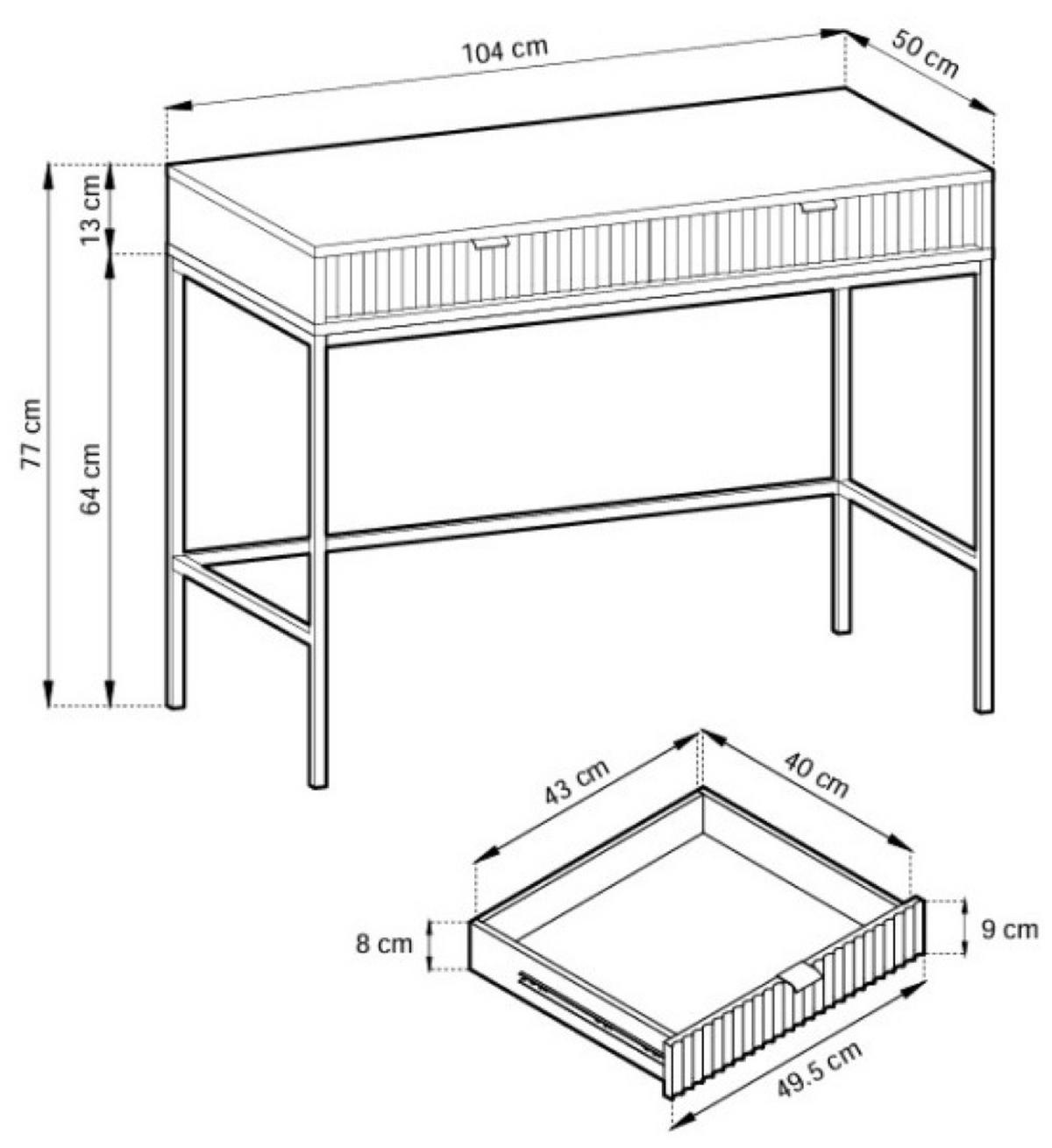 KONSOLE Kaschmir NEW Schwarz - Ecru, Holzwerkstoff (104/104/77cm) - Sepro Meble