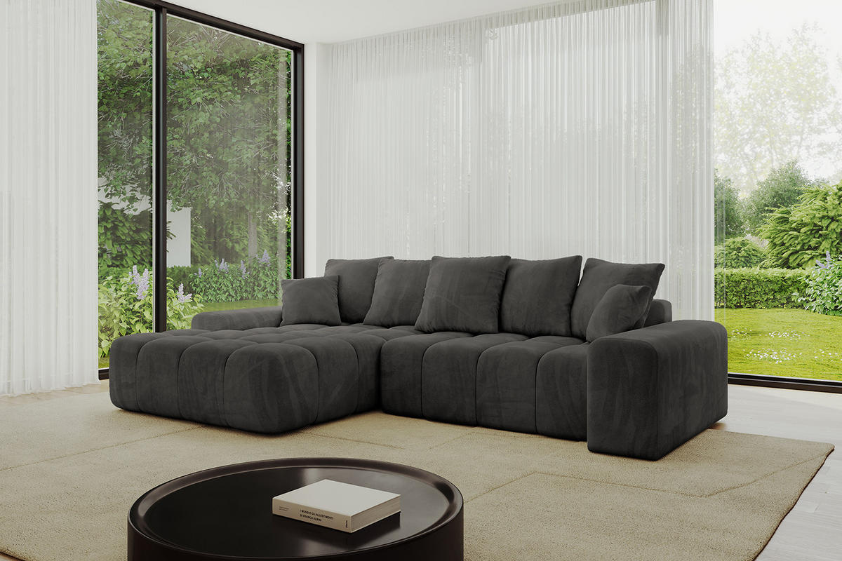 ECKSOFA Ottomane Links ENSI-L - 267x164x88 cm Anthrazit - Anthrazit, Holzwerkstoff/Kunststoff (267/164cm) - ALTDECOR