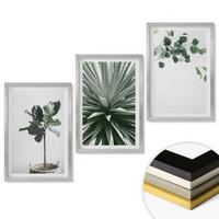 WANDBILDER 3er Set - 40x60 cm Silberner Rahmen - Minimalismus mit grünen Pflanzen - Silberfarben, Kunststoff (40/60cm) - ArtPrintCave