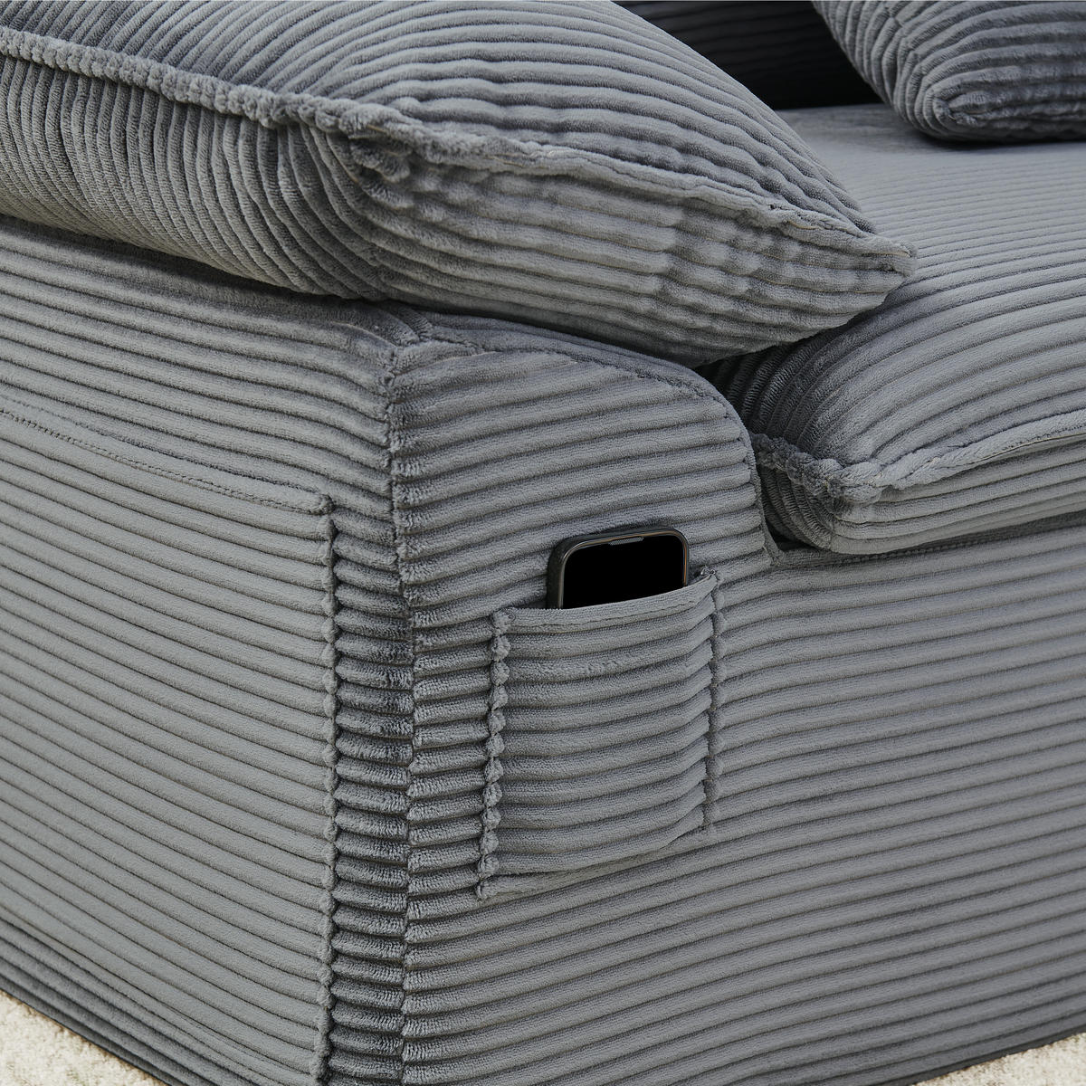 SESSEL DE-35049 mit Fußstütze Hellgrau - Hellgrau, Textil (125/65/156cm) - ComfortXL