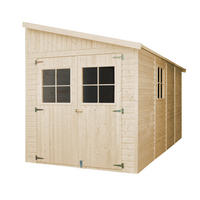 HOLZ-GARTHENHAUS (mit Seitenwand) MIT IMPRÄGNIERTEM BODEN - H244x216x416 cm/8 m2 -IMBELA M340A+M340G - Beige, Holz (218/250/395cm) - Timbela