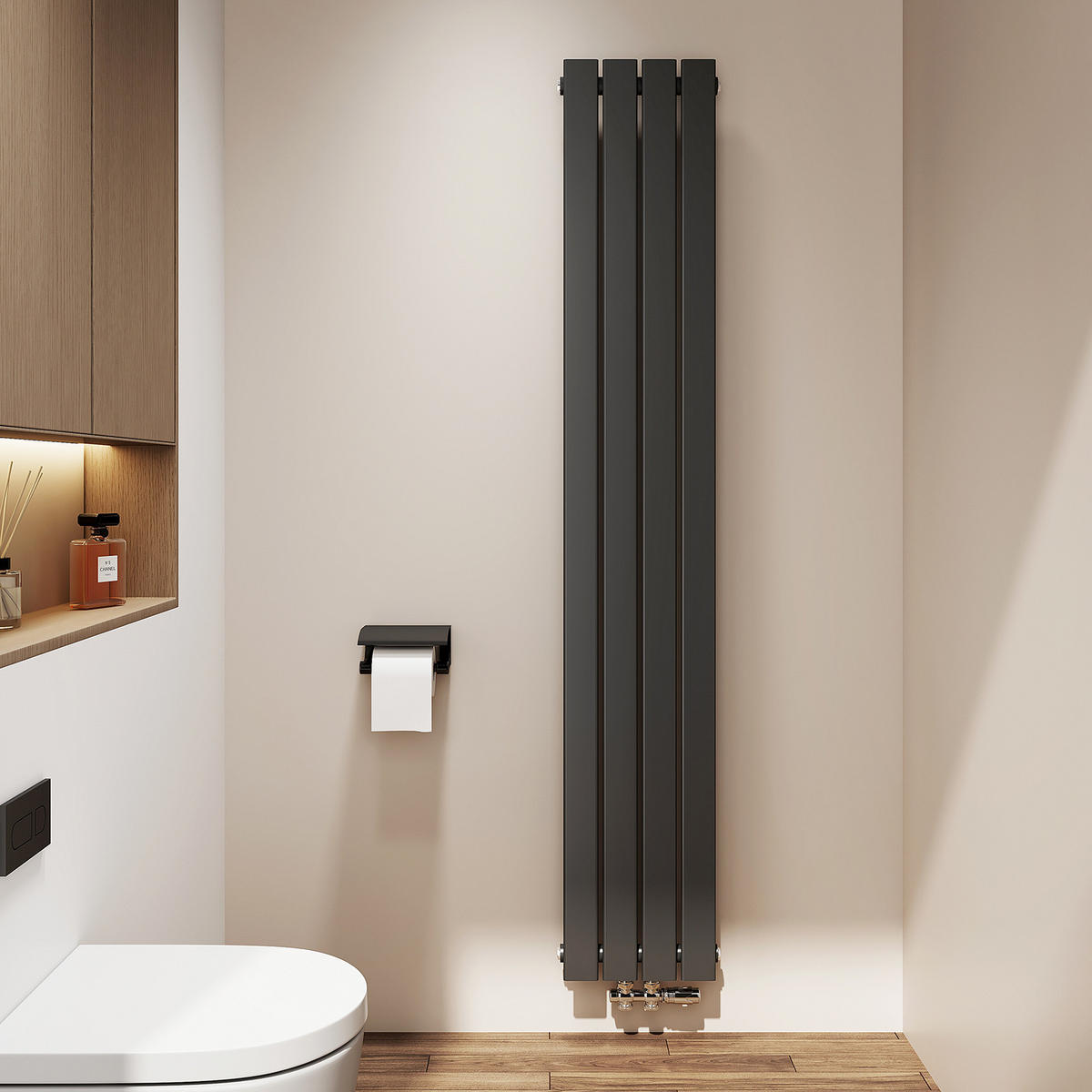 HEIZKÖRPER Flachheizkörper Schwarz 180/30/4,9 cm - Anthrazit, Metall (30/180/4.9cm) - EMKE