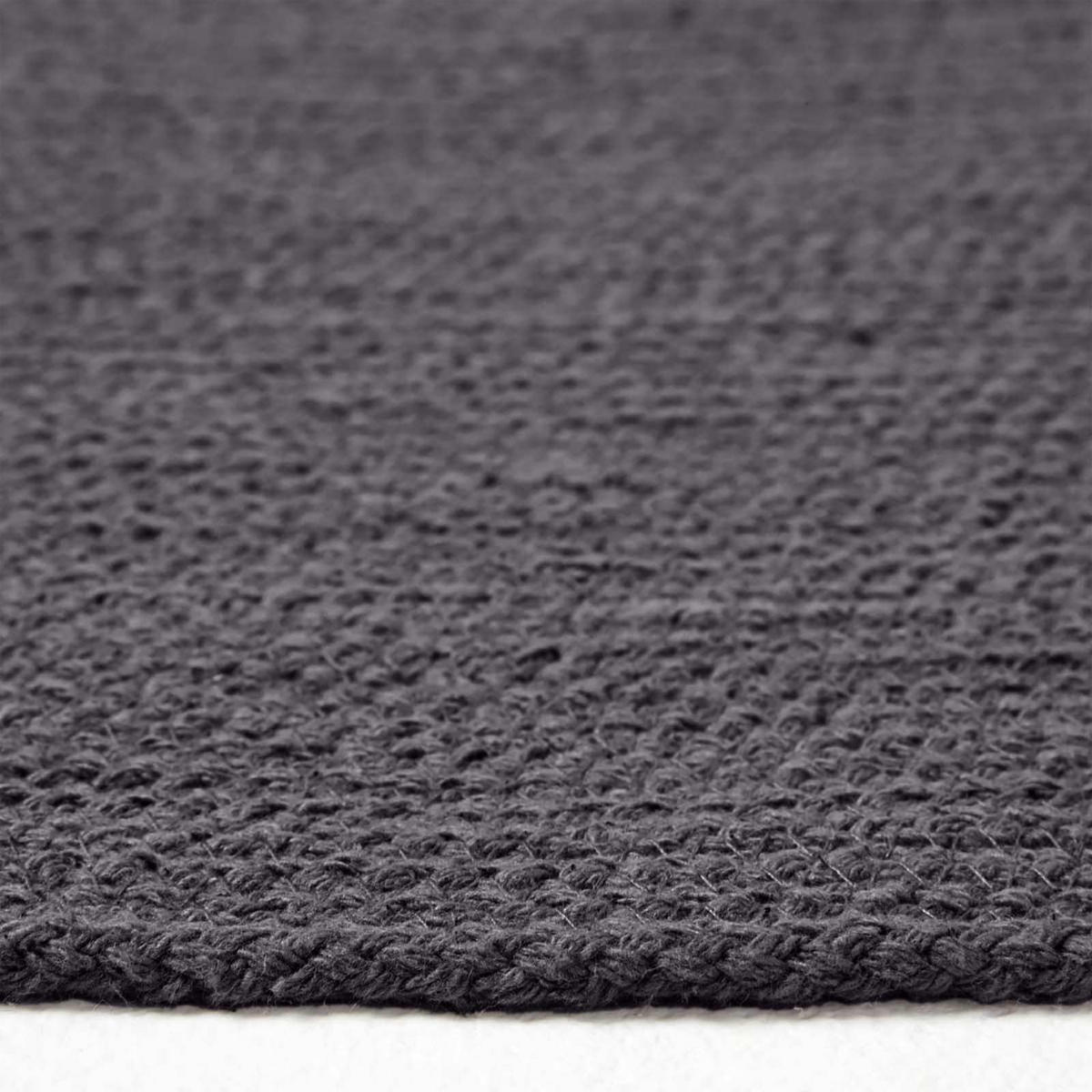 TEPPICH geflochten rund 150 cm - Schwarz, Textil (150/150cm) - Homescapes