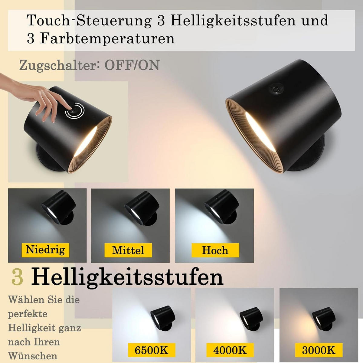 LED WANDLEUCHTE Emma - Schwarz, Kunststoff (9/8/11cm) - Nettlife