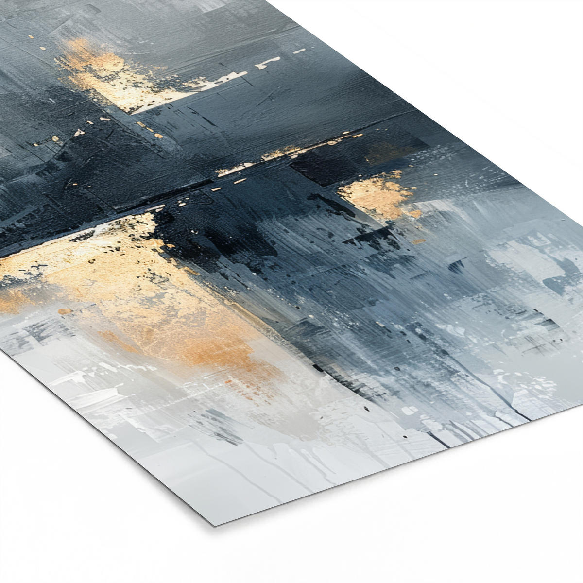 GERAHMTES BILD Kunst - Grau - Gold - Abstrakt 80x120 cm - Dunkelgrau, Papier (80/120cm) - MuchoWow